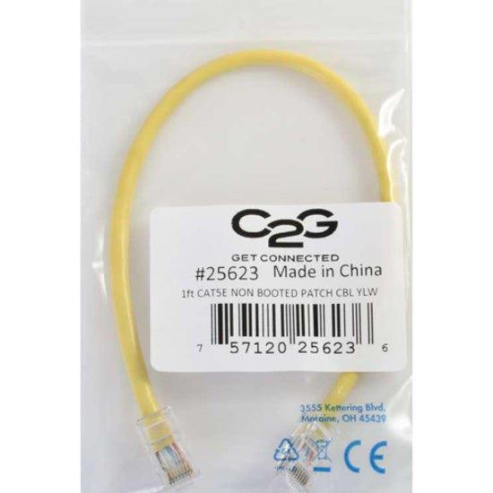 C2G 25623 1ft Cat5e Non-Booted Unshielded Ethernet Network Patch Cable, Yellow