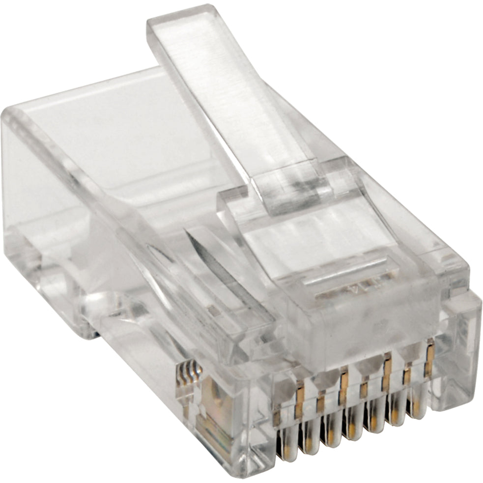 Tripp Lite N230-100-STR Cat6 RJ45 Modular Plug for Round Stranded UTP Conductor 4-Pair, 100 Pack, Network Connector