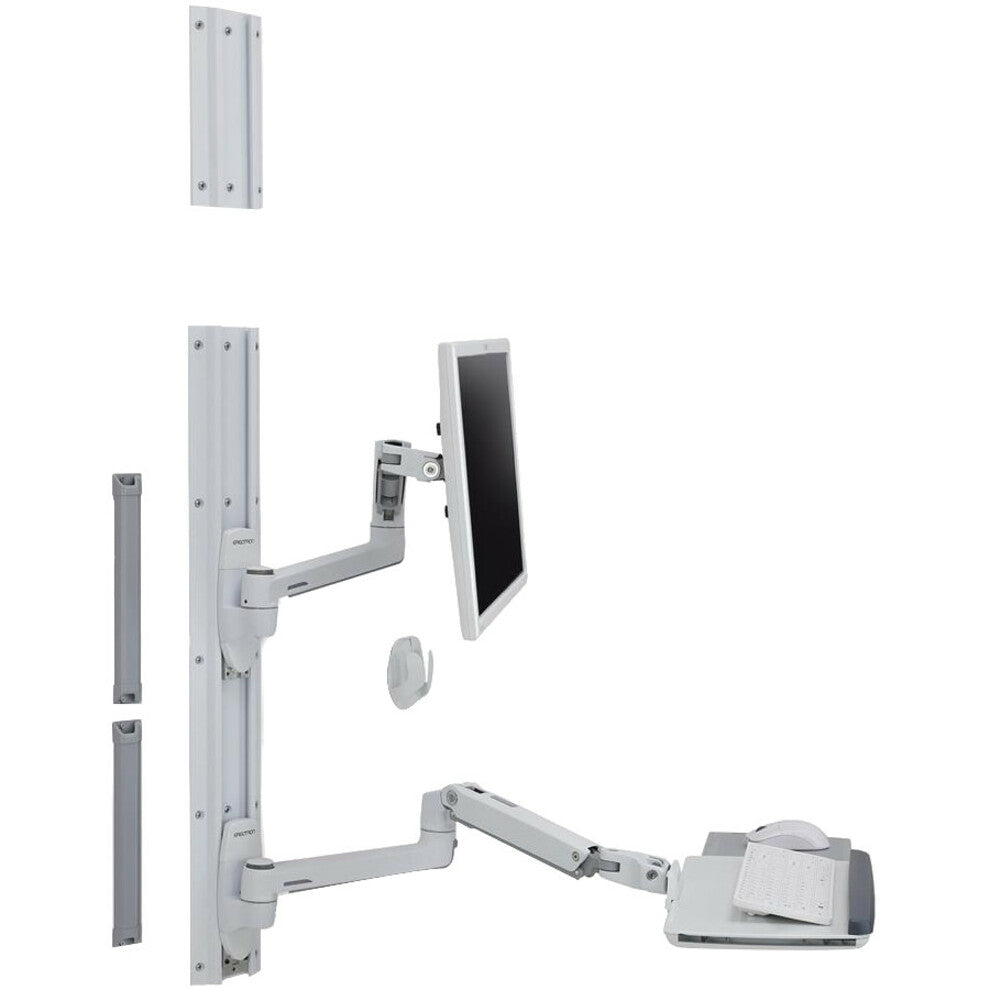 Ergotron 45-551-216 LX Wall Mount System (white) Keyboard & Monitor Mount, Supports LCD Monitor, Mouse, and Keyboard, 30 lb Load Capacity, 32" Screen Size Supported