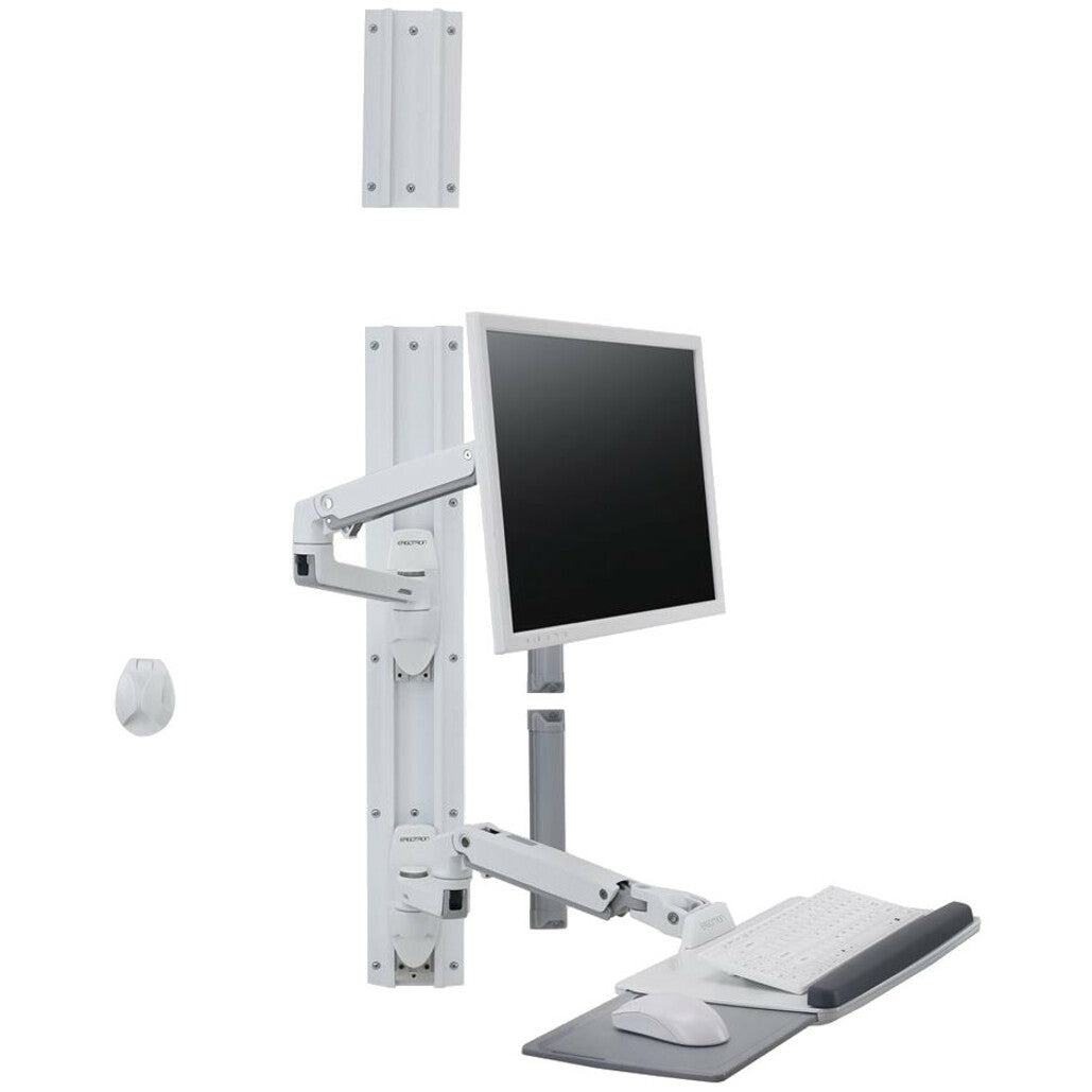Ergotron 45-551-216 LX Wall Mount System (white) Keyboard & Monitor Mount, Supports LCD Monitor, Mouse, and Keyboard, 30 lb Load Capacity, 32" Screen Size Supported