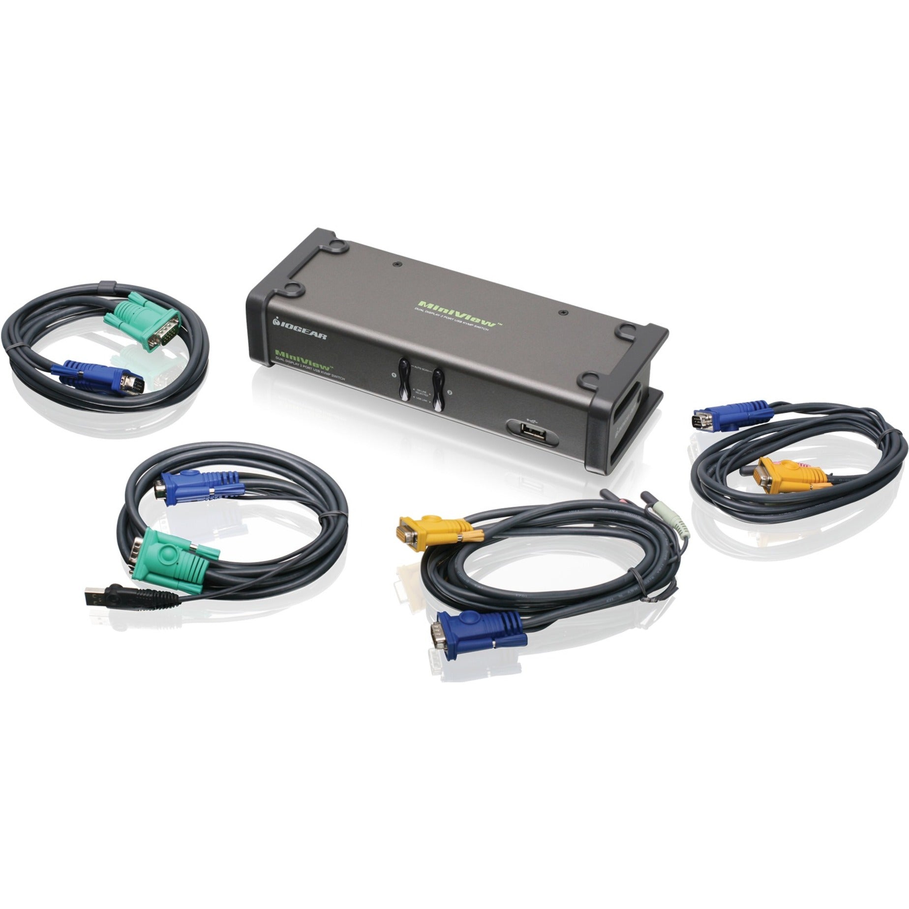 IOGEAR GCS1742 MiniView 2-Port Dual View KVM Switch, Easy Installation and Operation, USB and Audio Support