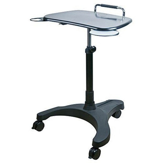 Ergoguys LPD008P Sit and Stand Mobile Laptop Workstation Black, Locking Casters, Tempered Glass Top