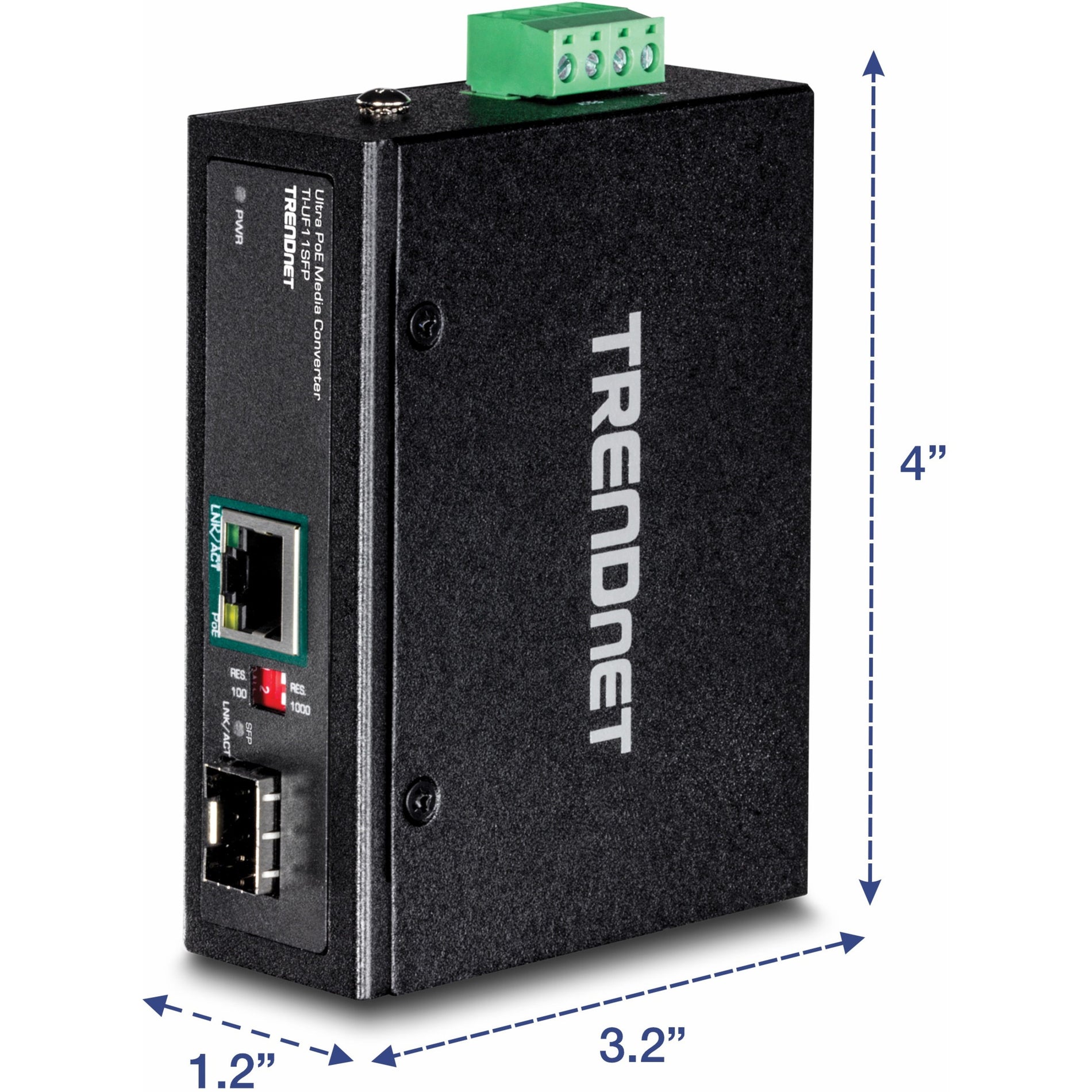 TRENDnet TI-UF11SFP Hardened Industrial SFP to Gigabit UPoE Media Converter