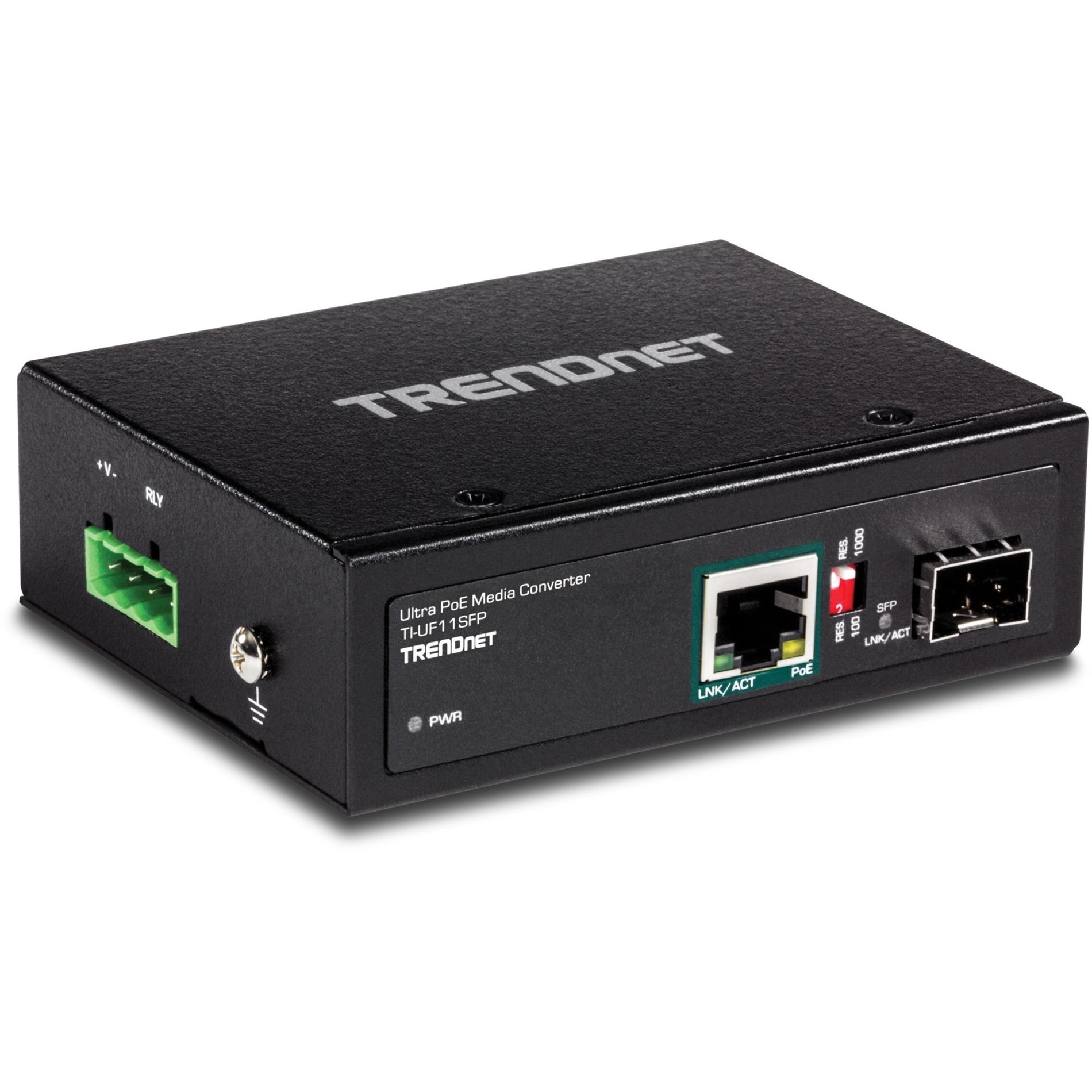 TRENDnet TI-UF11SFP Hardened Industrial SFP to Gigabit UPoE Media Converter