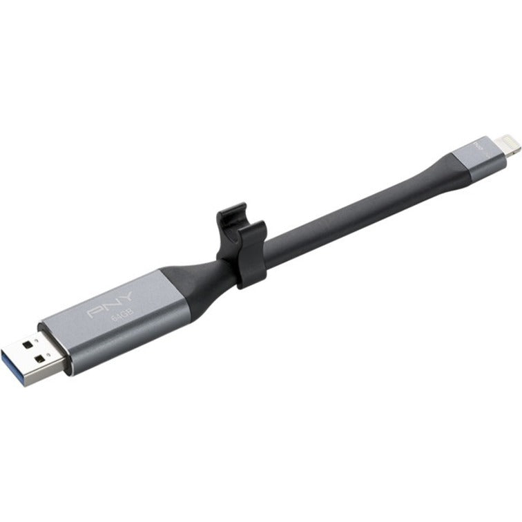 PNY P-FDI64GLA02GC-RB DUO-LINK USB 3.0 OTG Flash Drive For iPhone and iPad, 64GB Storage Capacity