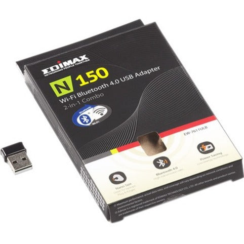 NetAlly US-WIFI-BT-USB Edimax n150 Wi-Fi & Bluetooth USB Adapter, Wi-Fi 4, Bluetooth 4.0