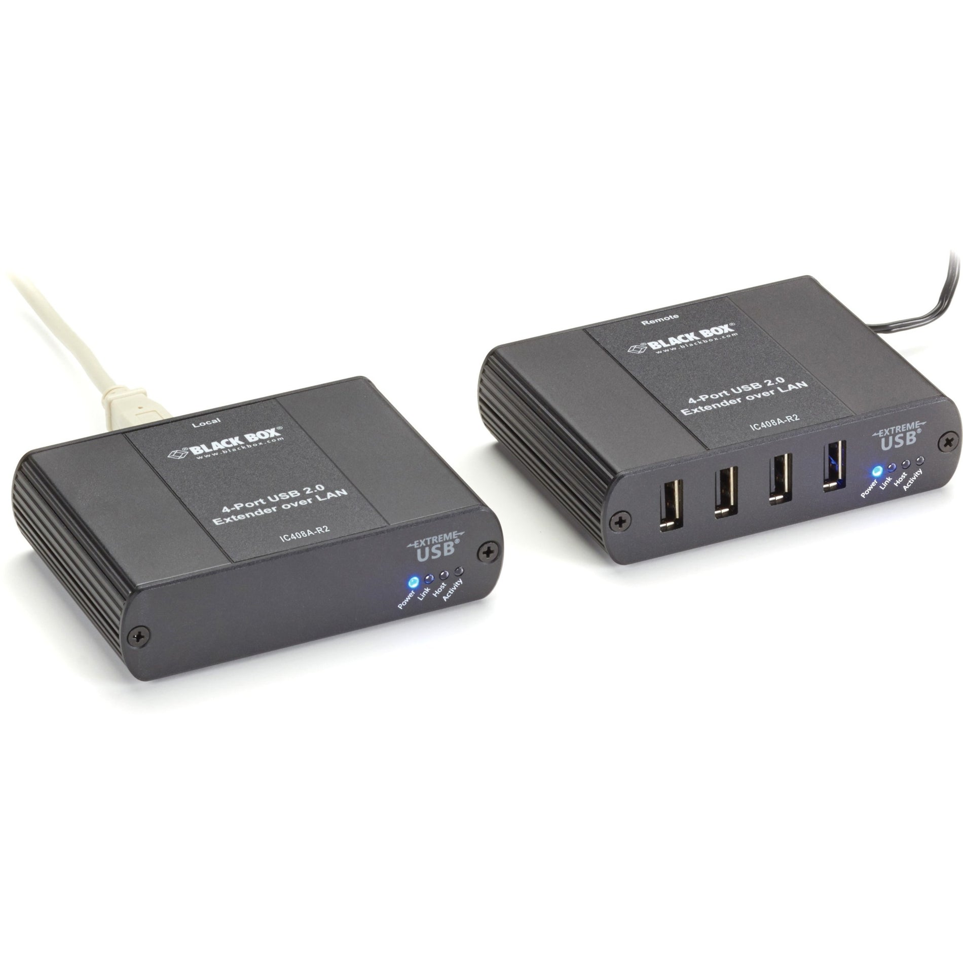 Black Box IC408A-R2 USB 2.0 Extender - CATx/LAN, 4-Port, Extend USB Signals up to 328 ft