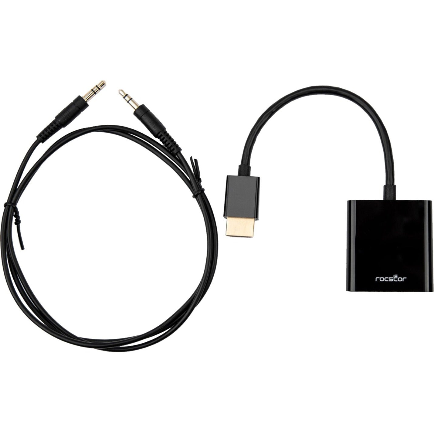 Rocstor Y10A187-B1 Premium HDMI to VGA + 3.5mm Audio Adapter, Active, 1920 x 1080 Resolution, Black