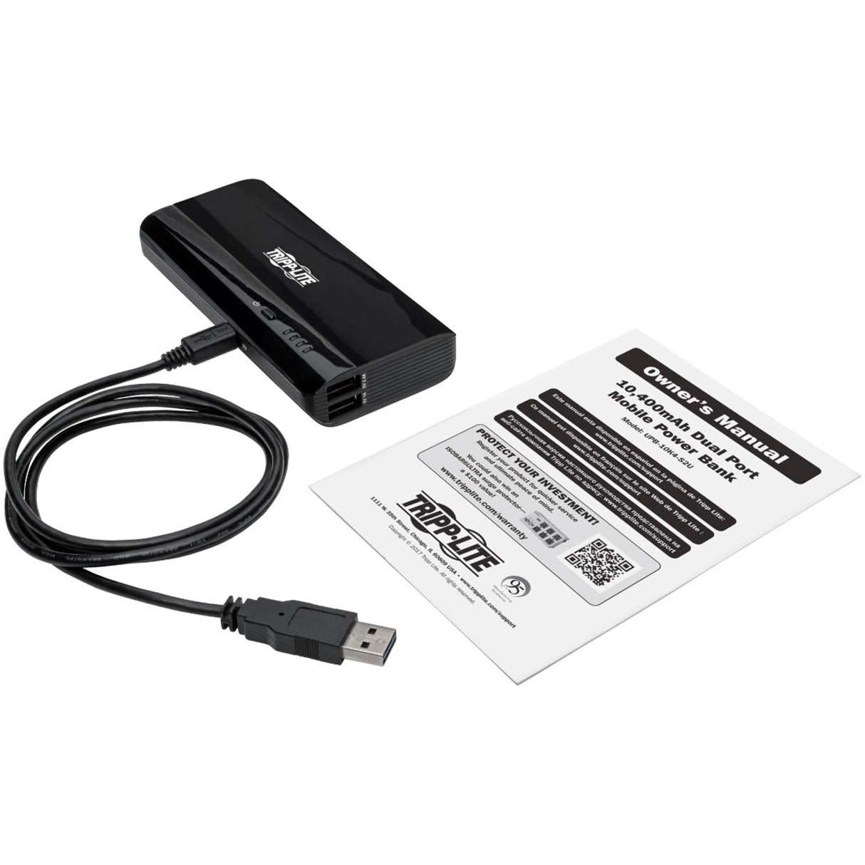 Tripp Lite UPB-10K4-S2U Power Bank, USB Battery Charger Mobile Power Bank 10.4K mAh w/ Auto-Sensing