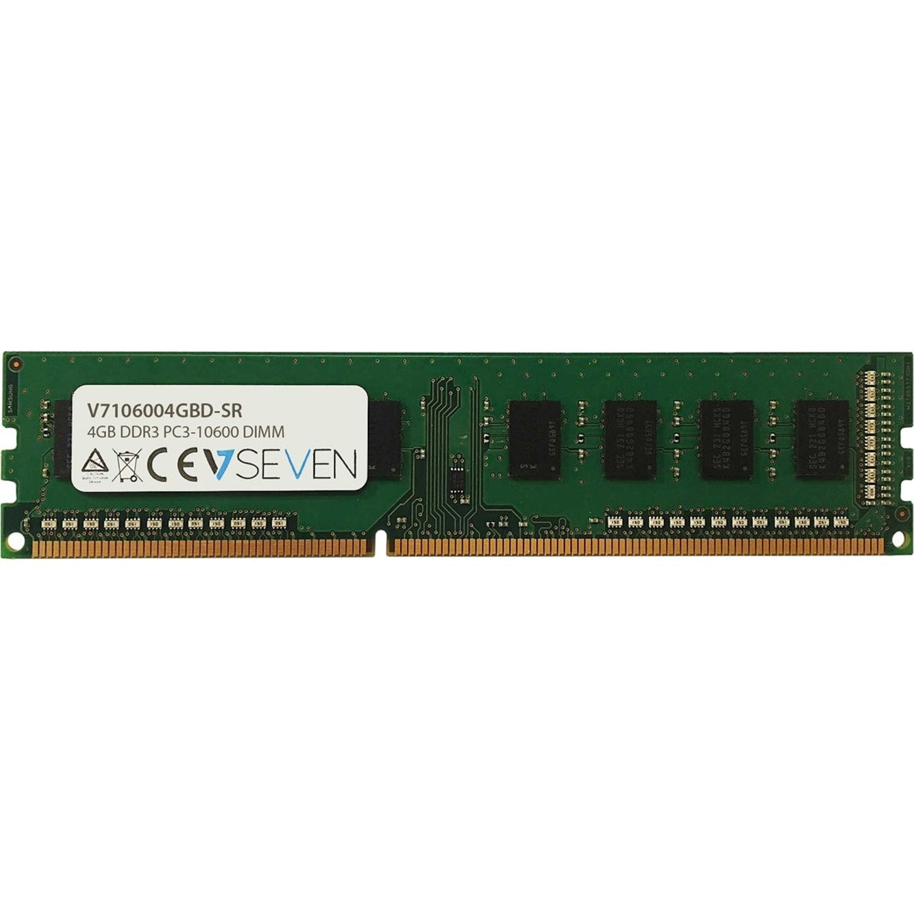 V7 V7106004GBD-SR 4GB DDR3 SDRAM Memory Module, 1333 MHz, CL9, Unbuffered
