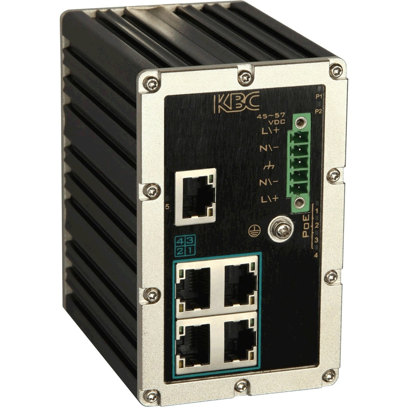 KBC Networks ESULS4-L1-B Industrial 10/100M Ethernet Switch with PoE+, 4-10/100M PoE/PoE+ Ports, 1-10/100M Copper Uplink