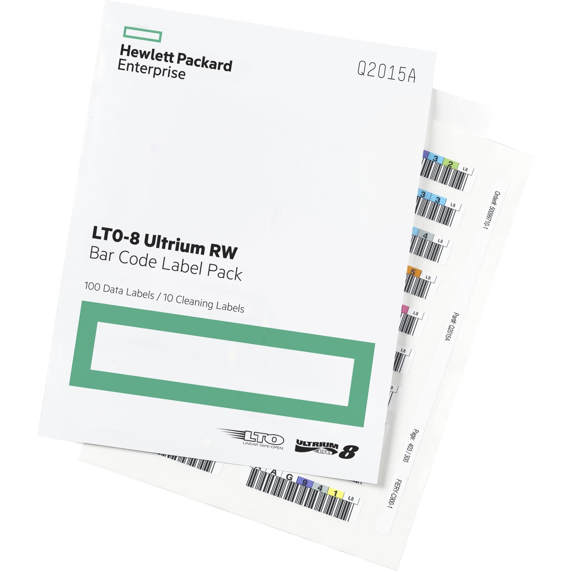 HPE Q2015A LTO-8 Ultrium RW Bar Code Label Pack, 110 Labels, Printable