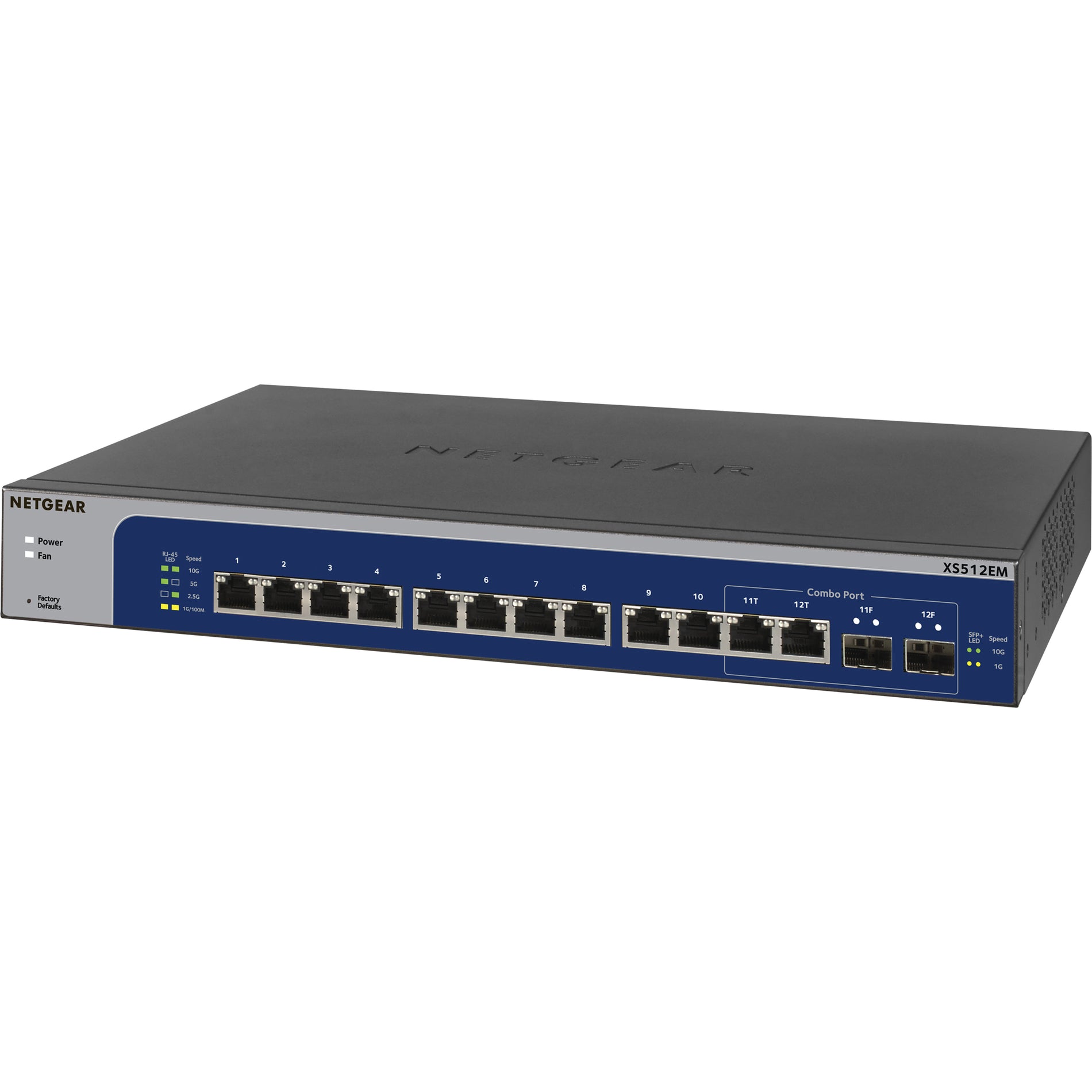 Netgear XS512EM-100NAS 12-Port 10-Gigabit/Multi-Gigabit Ethernet Smart Managed Plus Switch, Lifetime Warranty, 10GBase-X/10GBase-T, Rack-mountable