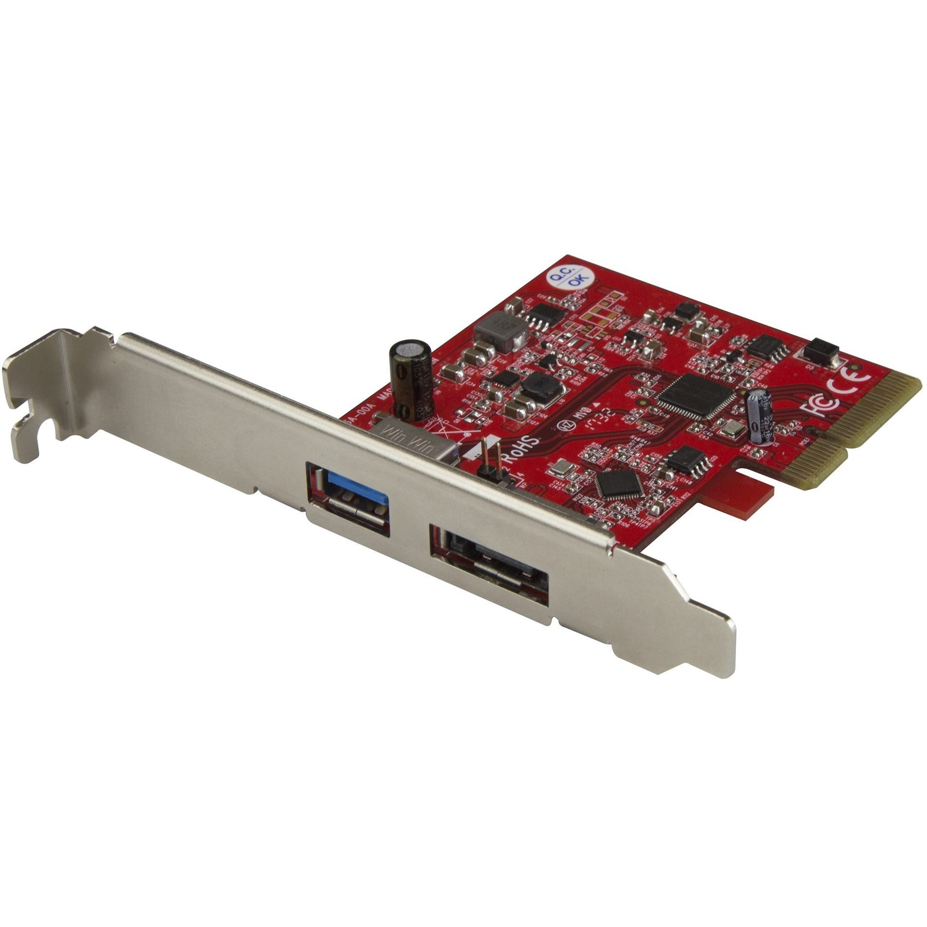 StarTech.com PEXUSB311A1E 2-Port USB 3.1 (10Gbps) and eSATA PCIe Card - 1x USB-A and 1x eSATA, Plug-in Card, Red [Discontinued]