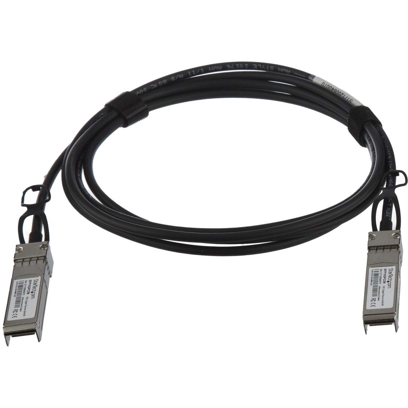 StarTech.com SFP10GPC2M SFP+ Direct Attach Cable - MSA Compliant - 2 m (6.6 ft.), Passive, Hot-swappable, 10 Gbit/s Data Transfer Rate, Twinaxial Network Cable