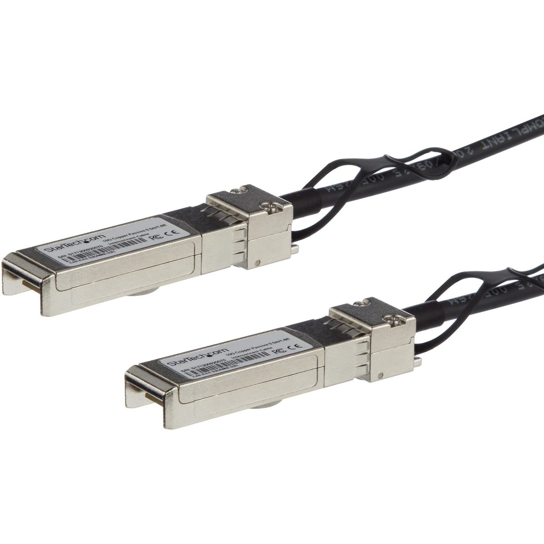 StarTech.com SFP10GPC1M SFP+ Direct Attach Cable - MSA Compliant - 1 m (3.3 ft.), Passive, Hot-swappable, 10 Gbit/s Data Transfer Rate, Twinaxial Network Cable