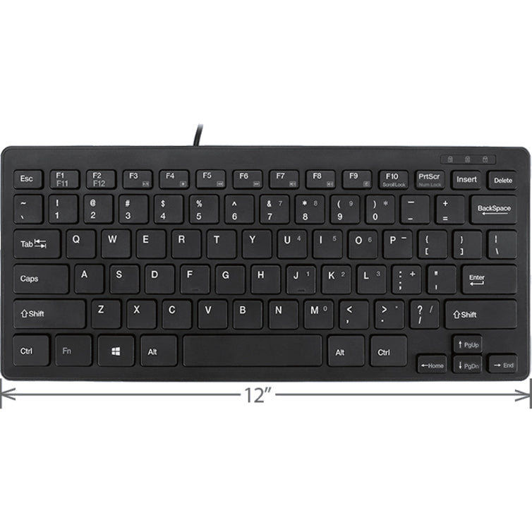 Adesso AKB-111UB SlimTouch Mini Keyboard, USB Wired QWERTY Layout, LED Indicator, Quiet Keys