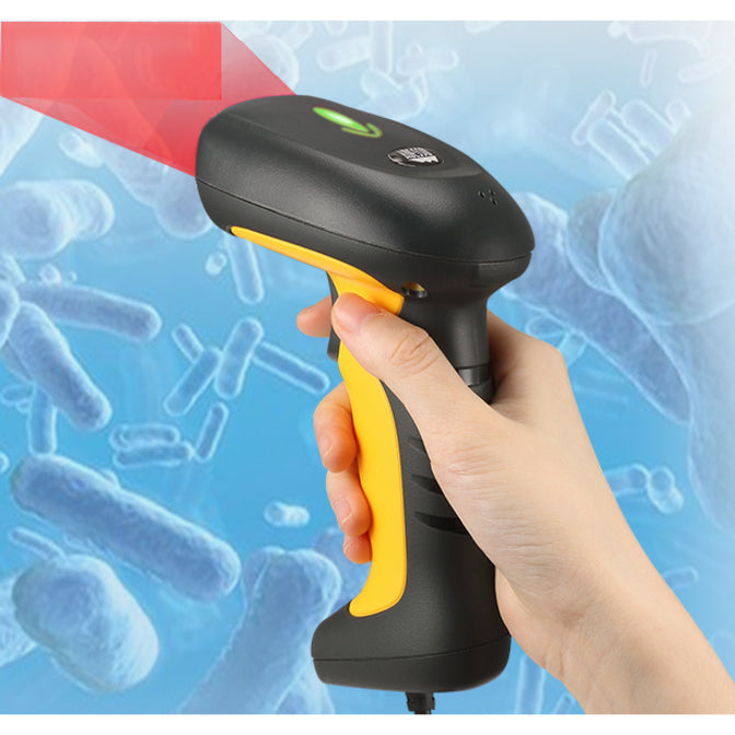 Adesso NUSCAN 5200TU Antimicrobial & Waterproof 2D Barcode Scanner, Long Range, USB, Industrial, Logistics, Healthcare, Retail, Library
