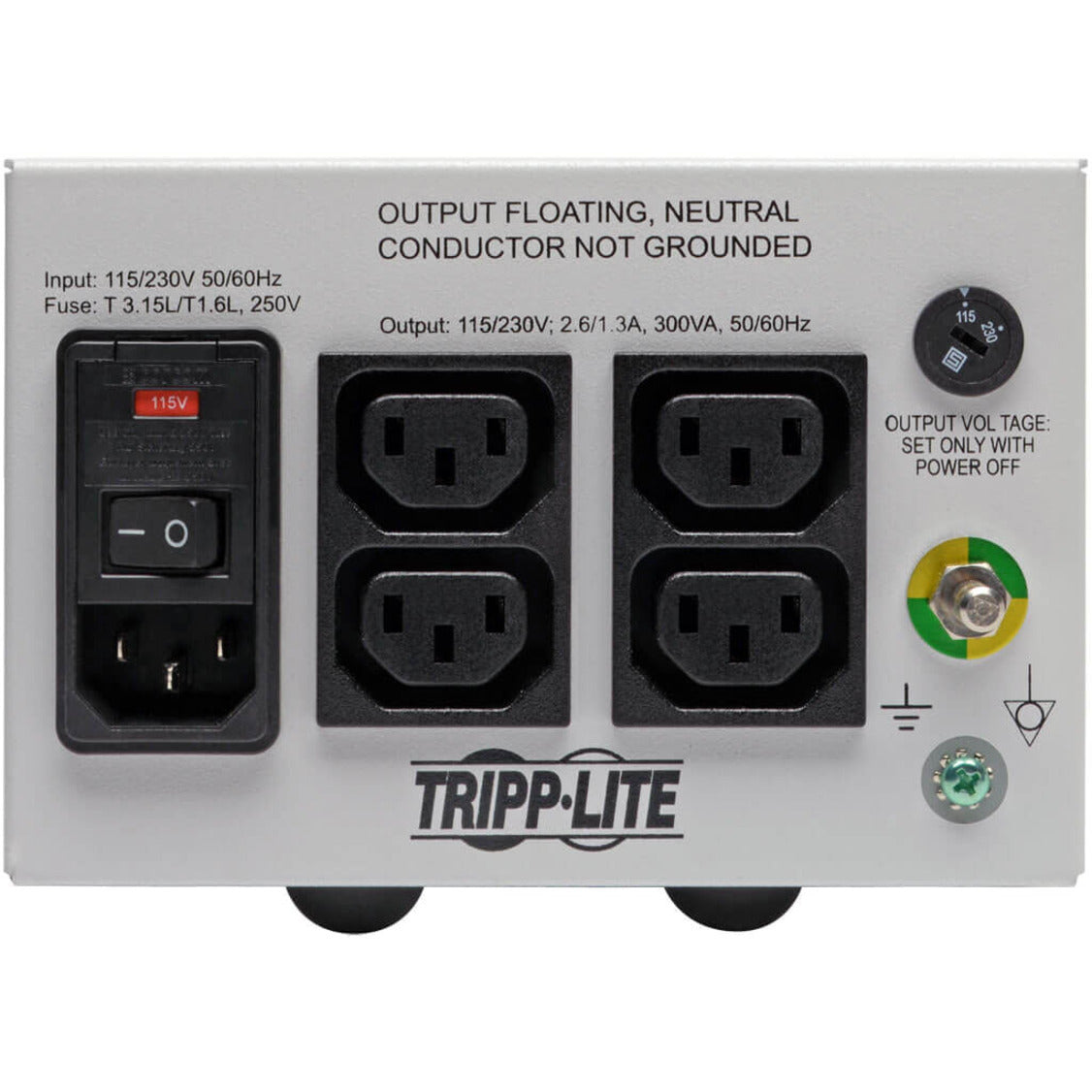 Tripp Lite Isolator IS300HGDV Isolation Transformer, 300 VA, 115 V AC/230 V AC