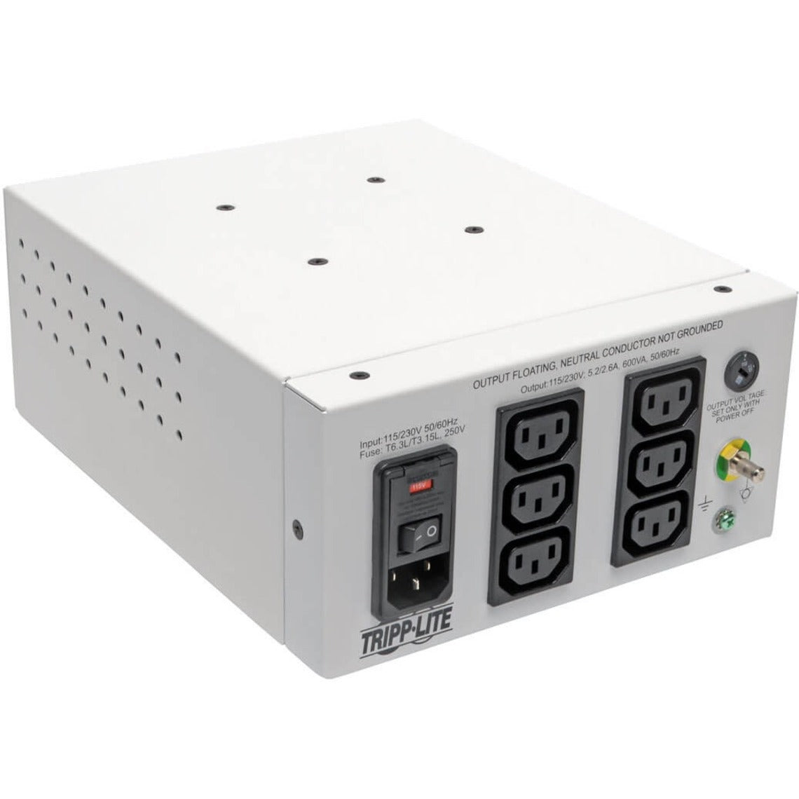 Tripp Lite Isolator IS600HGDV Isolation Transformer, 600 VA, 6 x IEC 60320 C13, 120 V AC/230 V AC