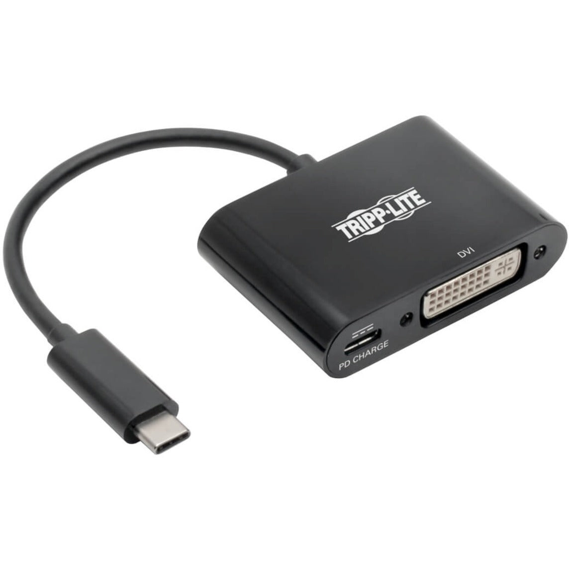USB-C to DVI Adapter with PD Charging - USB 3.1, Thunderbolt 3, 1080p, Black [Discontinued]