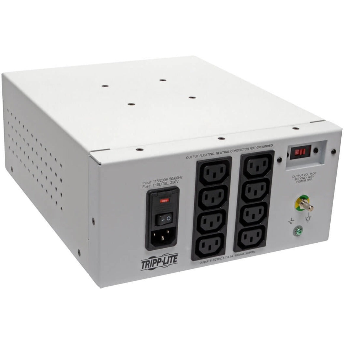 Tripp Lite Isolator IS1000HGDV Isolation Transformer, Dual-Voltage 115/230V 1000W, Medical-Grade Isolation Transformer