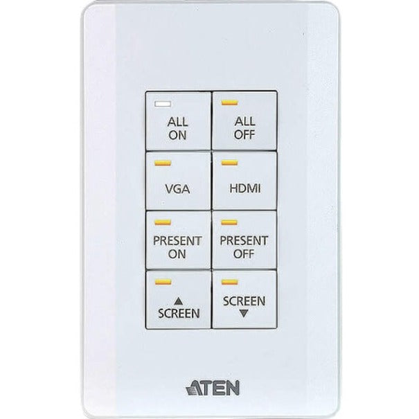 ATEN VK108US Control System - 8-button Keypad (US, 1 Gang), A/V Control Panel for Meeting Room, Conference Room, Classroom