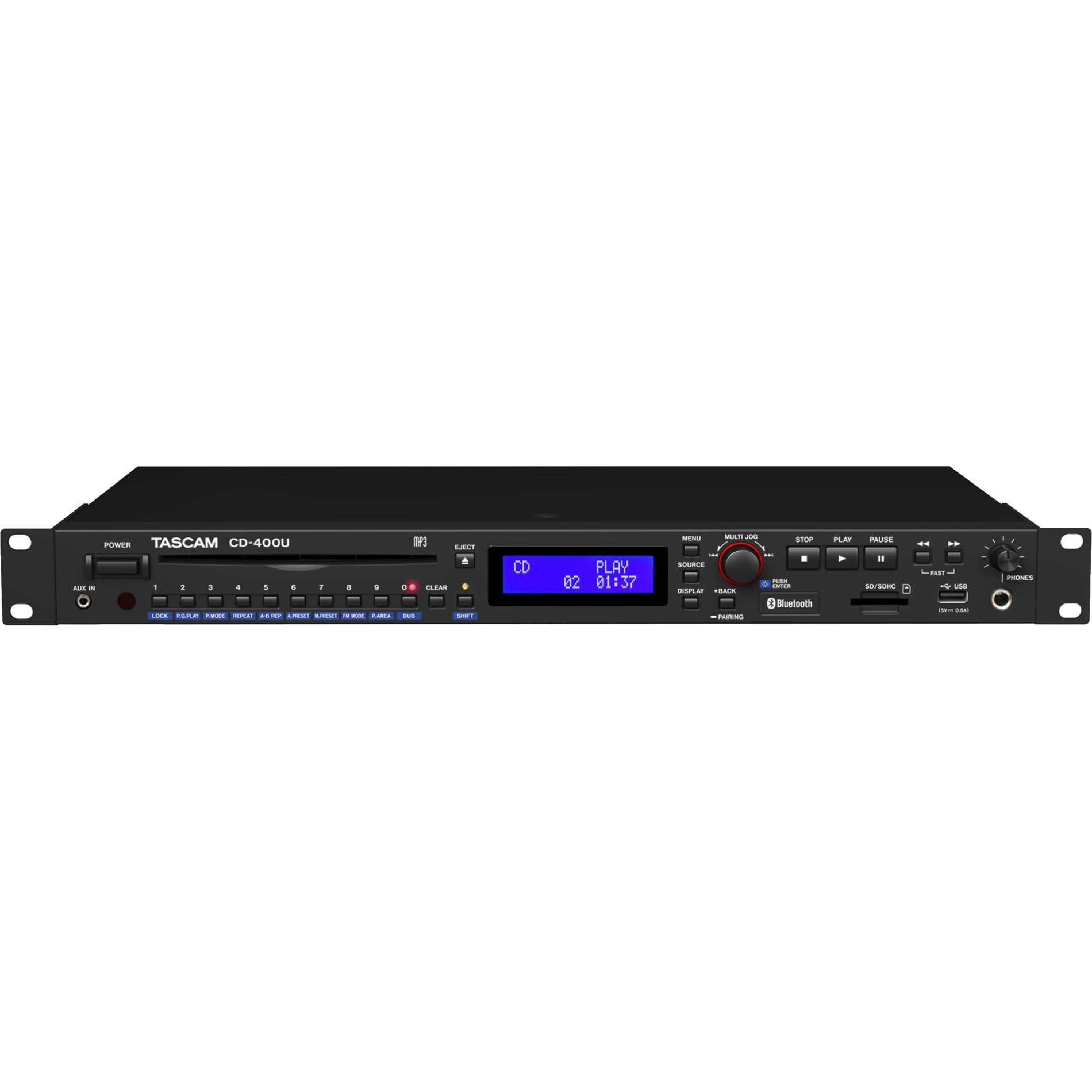 TASCAM CD-400U CD Player - Media Player - AM/FM Receiver, Rack-mountable, USB, SD, 1 Year Warranty