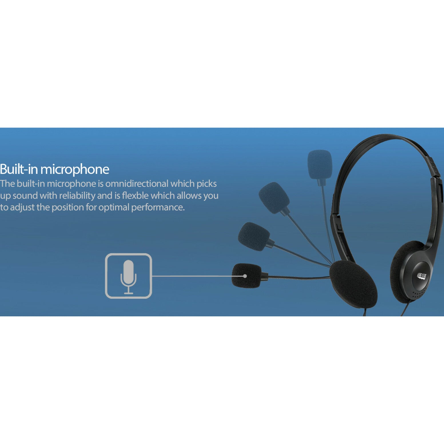Adesso XTREAM H4 Stereo Headset with Microphone, Over-the-head, Inline Volume Control