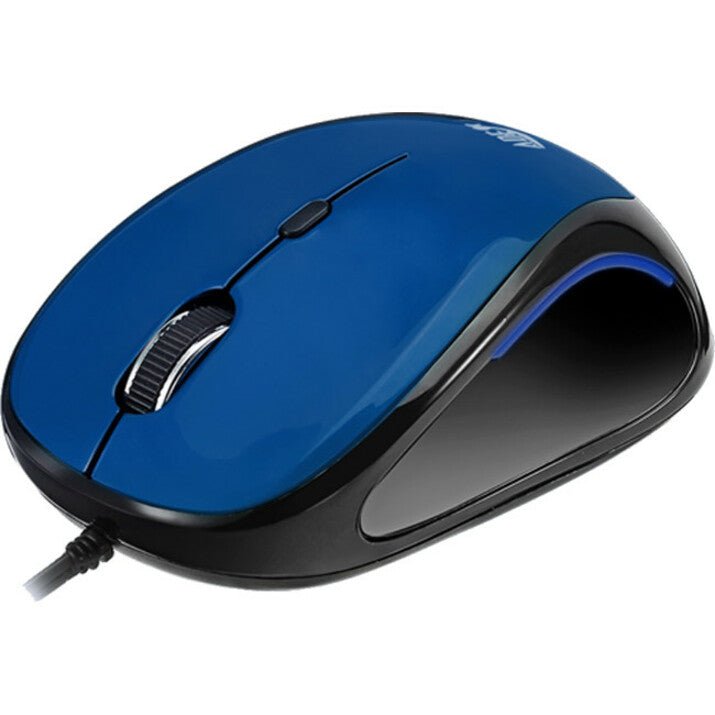 Adesso IMOUSE S8L USB Illuminated Retractable Mini Mouse, Ergonomic Fit, 1600 DPI, Blue