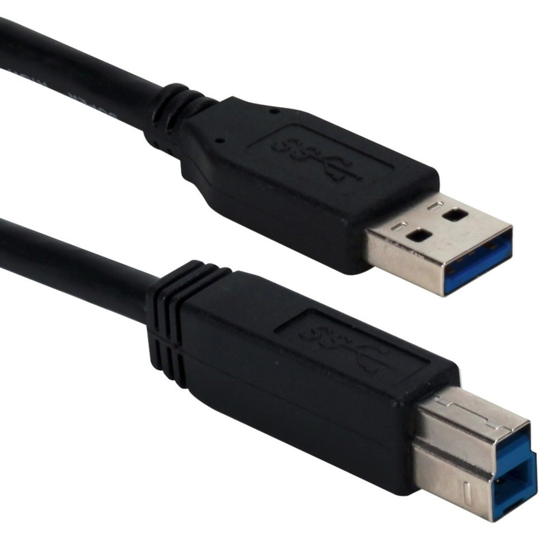 QVS CC2219C-06BK 6ft USB 3.0/3.1 Compliant 5Gbps Type A Male To B Male Black Cable, High-Speed Data Transfer