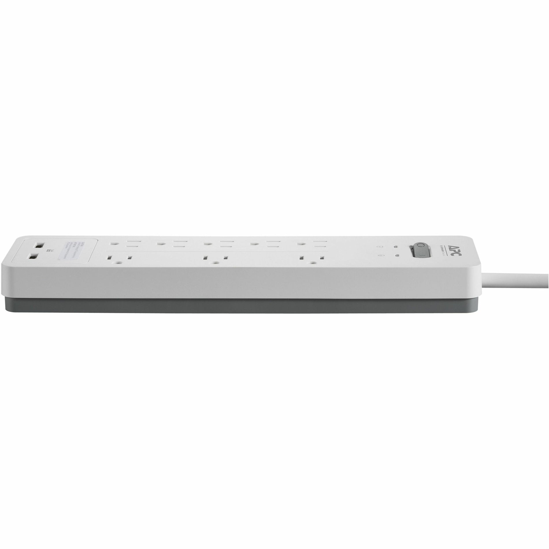 APC PH8U2W SurgeArrest Home/Office 8-Outlet Surge Suppressor/Protector, 2160 J, 2 USB Charging Ports, 120V White [Discontinued]