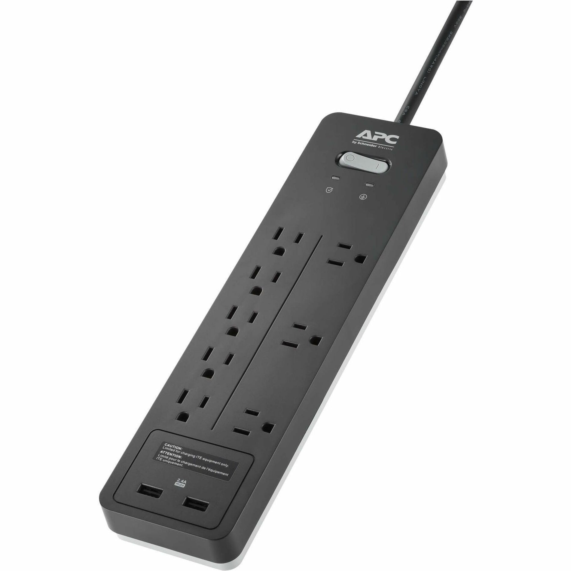 APC PH8U2 SurgeArrest Home/Office 8-Outlet Surge Suppressor/Protector, 2160 J, 2 USB Charging Ports [Discontinued]