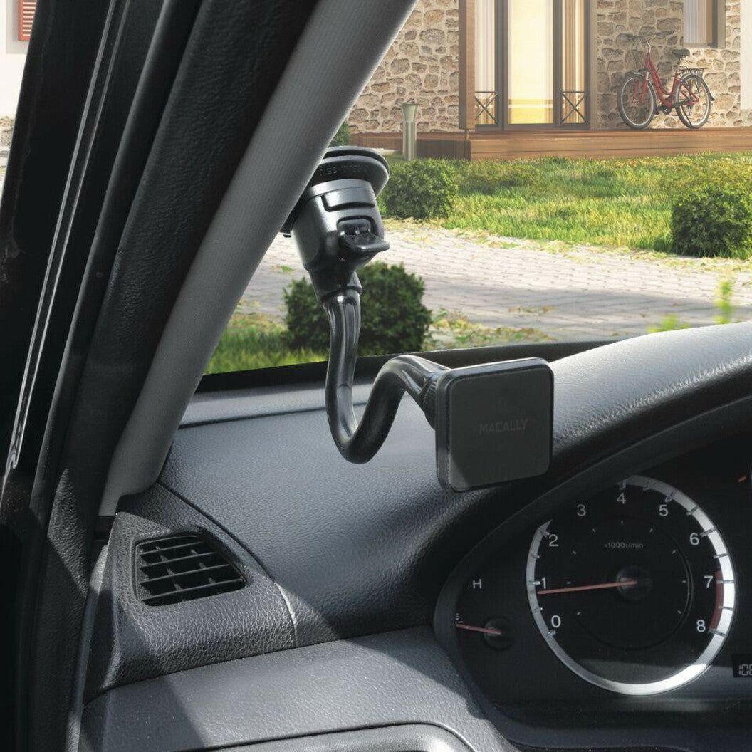 Macally MGRIPMAGXL 12-inch Extra Long Magnetic Car Suction Mount for Smartphones, iPhone, GPS