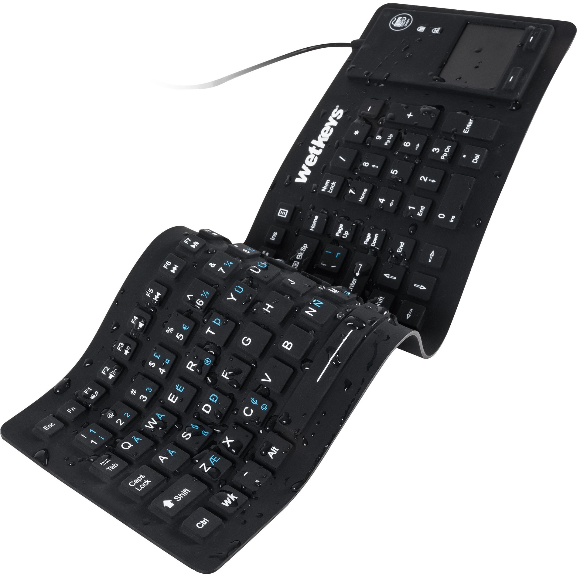 WetKeys Washable Keyboards KBWKFC103STi-BK Flex Touch Keyboard, Waterproof, Pro-Grade, Full-Size USB, Black