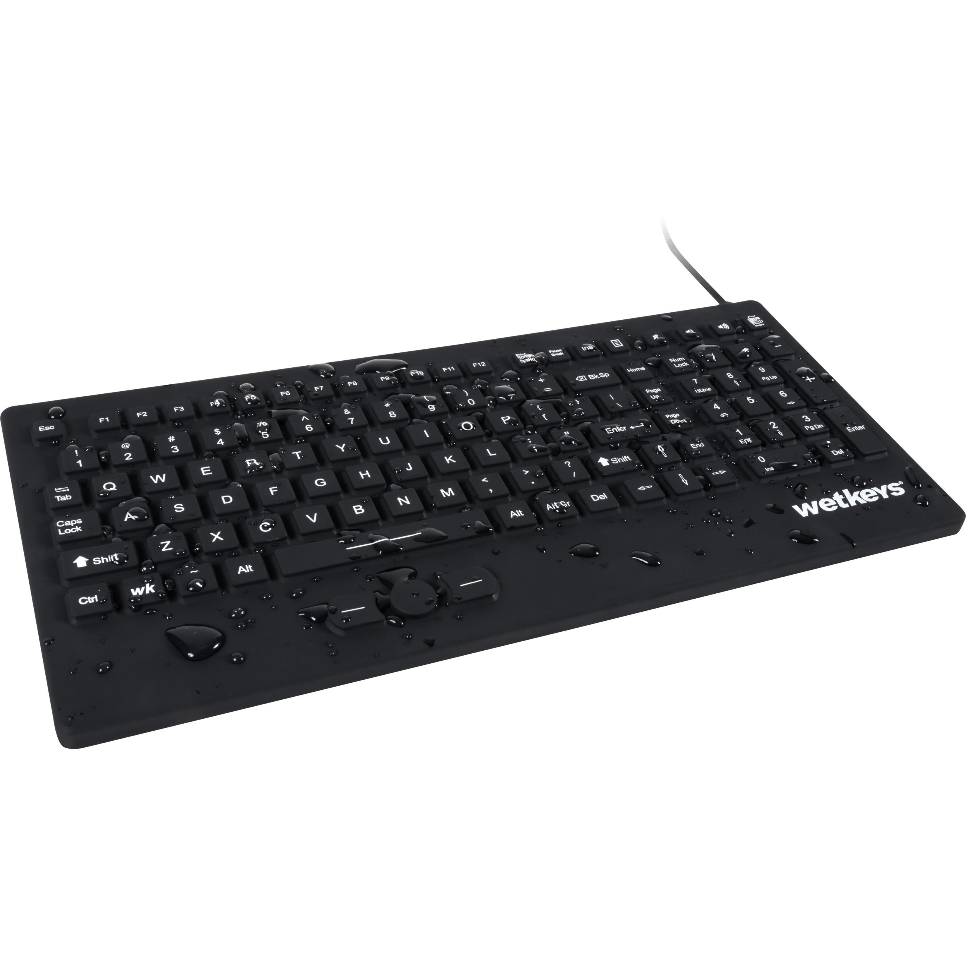 WetKeys Washable Keyboards KBWKRC105SPi-BK Rugged-Point Keyboard, Waterproof Industrial Keyb Trackpointer On/Off USB Black