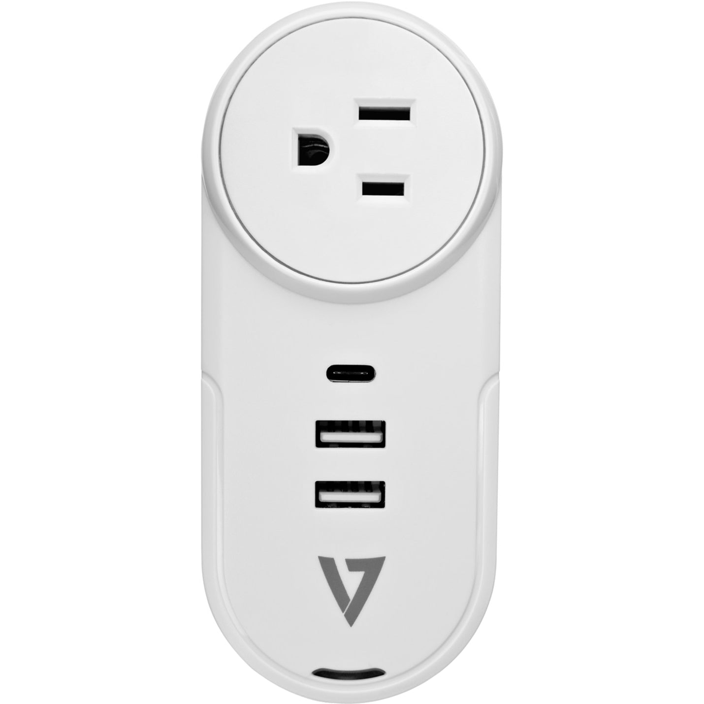 V7 PWUSBCUS 1 Outlet, Rotating Travel Surge 400J w/USB-C, Limited Warranty 1 Year