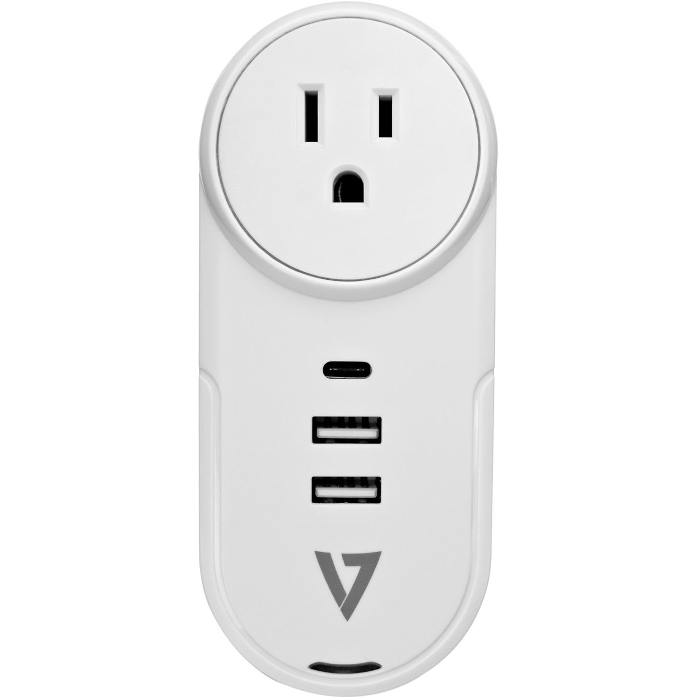 V7 PWUSBCUS 1 Outlet, Rotating Travel Surge 400J w/USB-C, Limited Warranty 1 Year