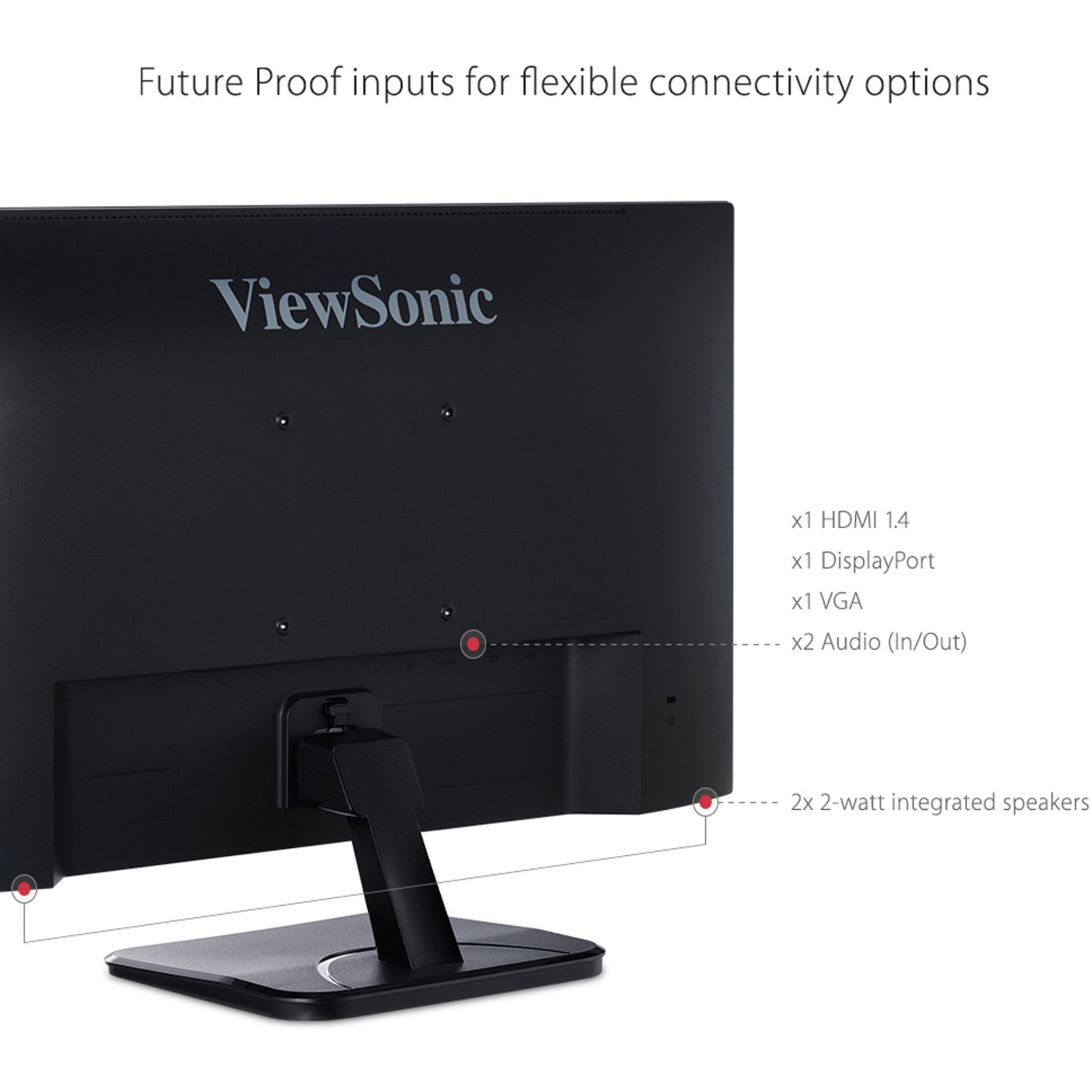 ViewSonic VA2456-MHD 24" Full HD Monitor, SuperClear IPS, HDMI, DisplayPort, VGA