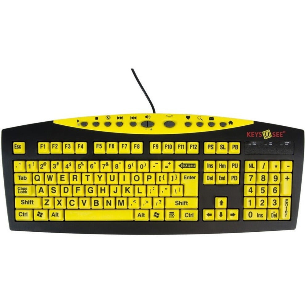 Ablenet 10090103 Keys-U-See Keyboard, Large Print Wired Keyboard, Black Print on Yellow Keys