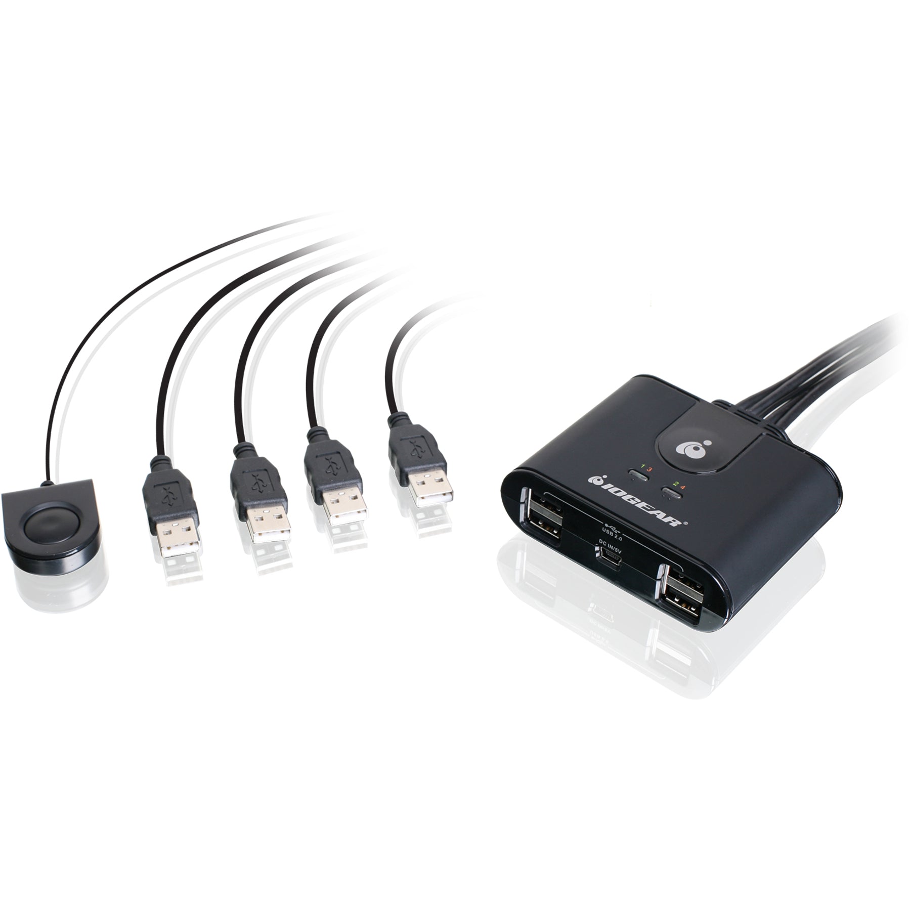 IOGEAR GUS404CA1KIT 4x4 USB Sharing Switch with USB-C Adapter, 4 USB Ports, PC/Mac Compatible