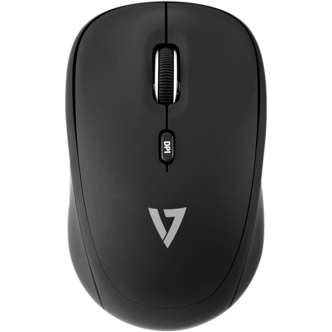 V7 MW100-1N 4-Button Wireless Optical Mouse with Adjustable DPI - Black, Ergonomic Fit, 1600 dpi, 2.4 GHz