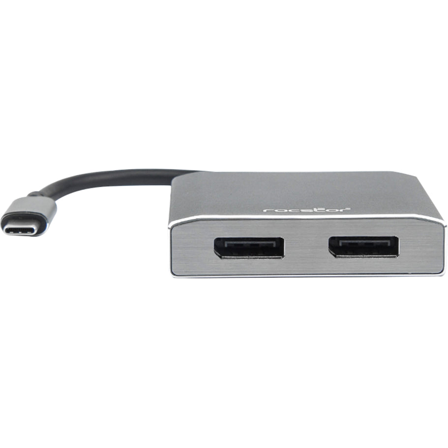 Rocstor Y10A201-A1 Premium Graphic Adapter, USB-C to Dual DisplayPort 4K60H Multi-Monitor Adapter Aluminum
