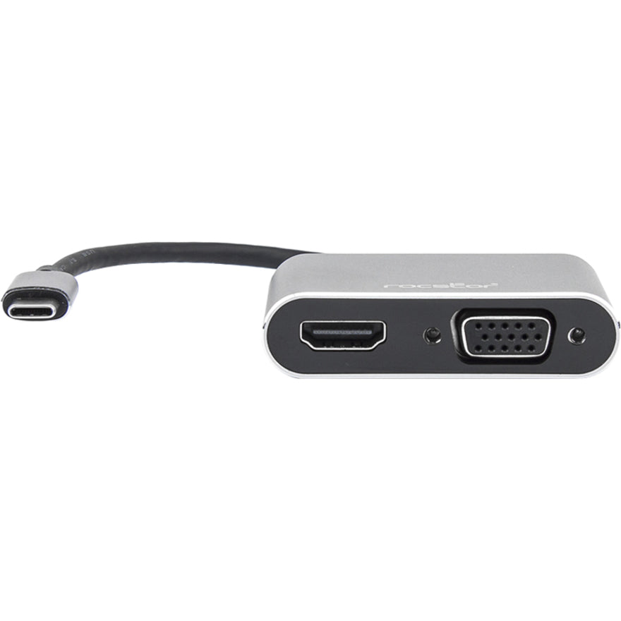 Rocstor Y10A204-A1 Graphic Adapter USB-C to HDMI & VGA, 4K HDMI & 1080P VGA Female Adapter