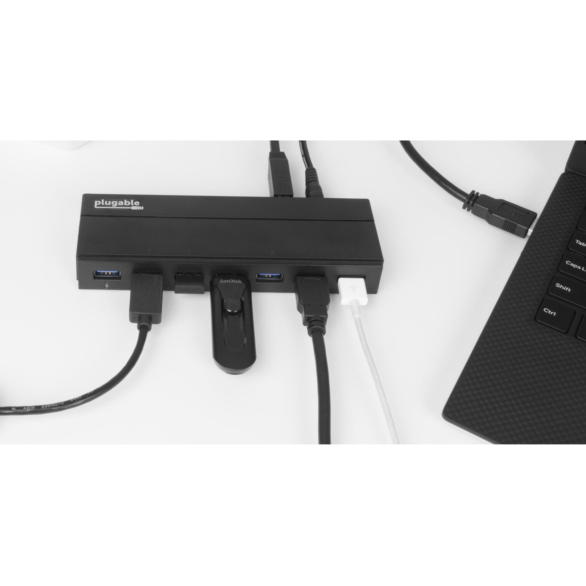 Plugable USB3-HUB7C USB 3.0 7-Port Hub with 36W Power Adapter, Expand Your USB Connectivity