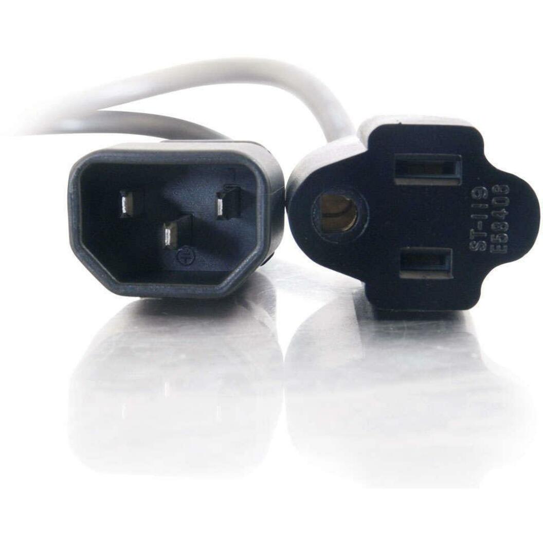 C2G 03147 1ft 18 AWG Monitor Power Adapter Cord, Heavy-Duty 3-pin Shroud Male to Female, UL Certified