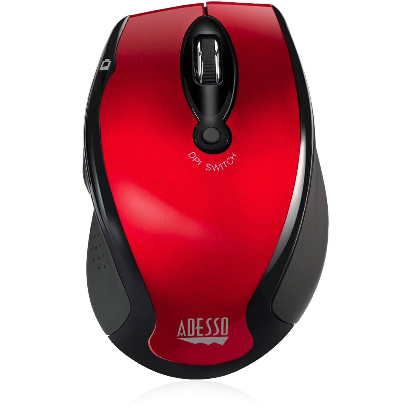 Adesso IMOUSE M20R Wireless Ergonomic Optical Mouse, Red, 2.4 GHz Radio Frequency, 1500 dpi Movement Resolution
