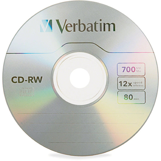 Verbatim 95156 CD-RW 700MB 4X-12X High Speed with Branded Surface - 10pk Slim Case