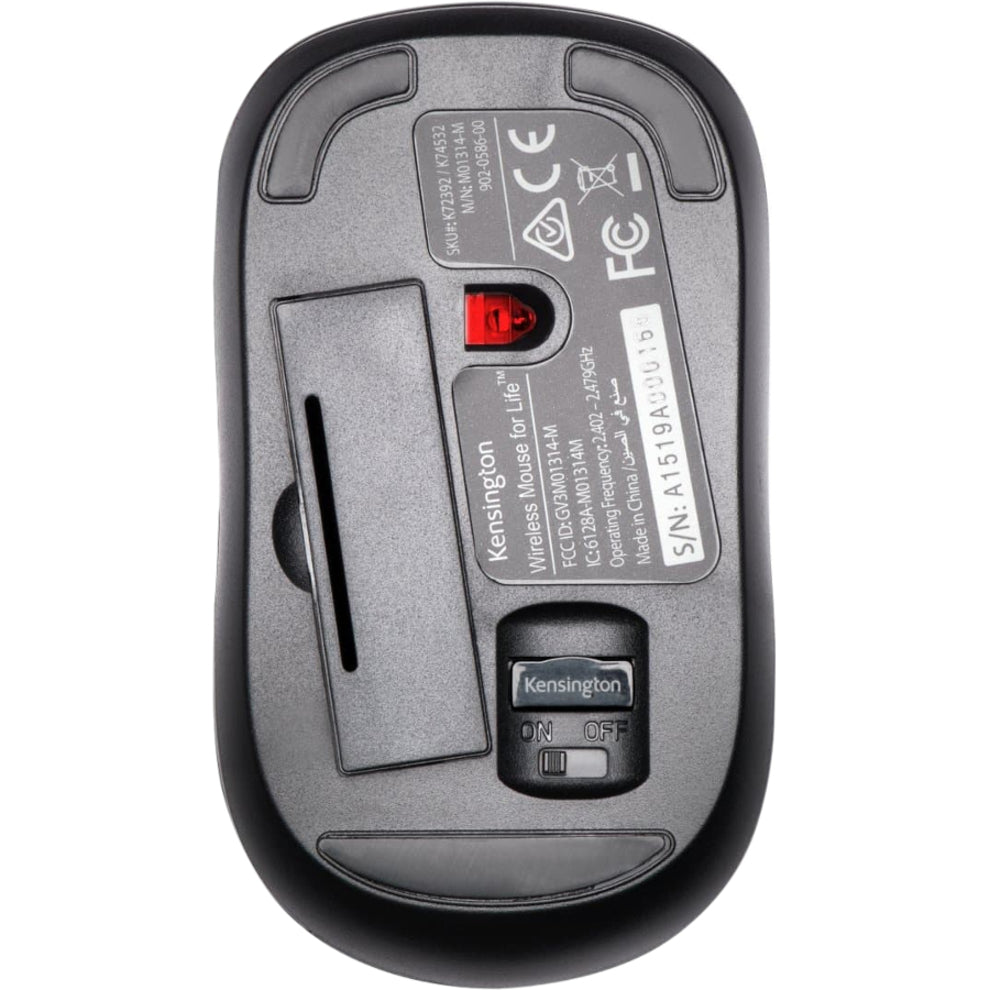 Kensington K72392USA Wireless Mouse for Life, Ergonomic Fit, 1000 dpi, Black