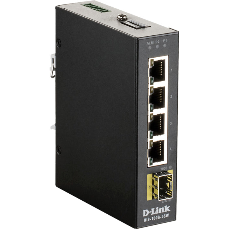 D-Link DIS-100G-5SW Industrial Gigabit Unmanaged Switch with SFP Slot, 5-Port DIN Rail Mountable